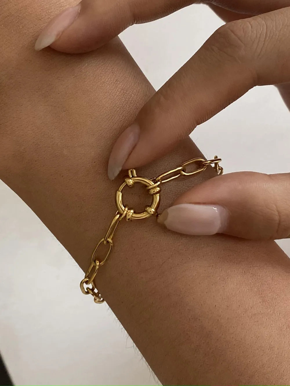 Bracelet chaîne, plaqué or 18 carats, acier inoxydable