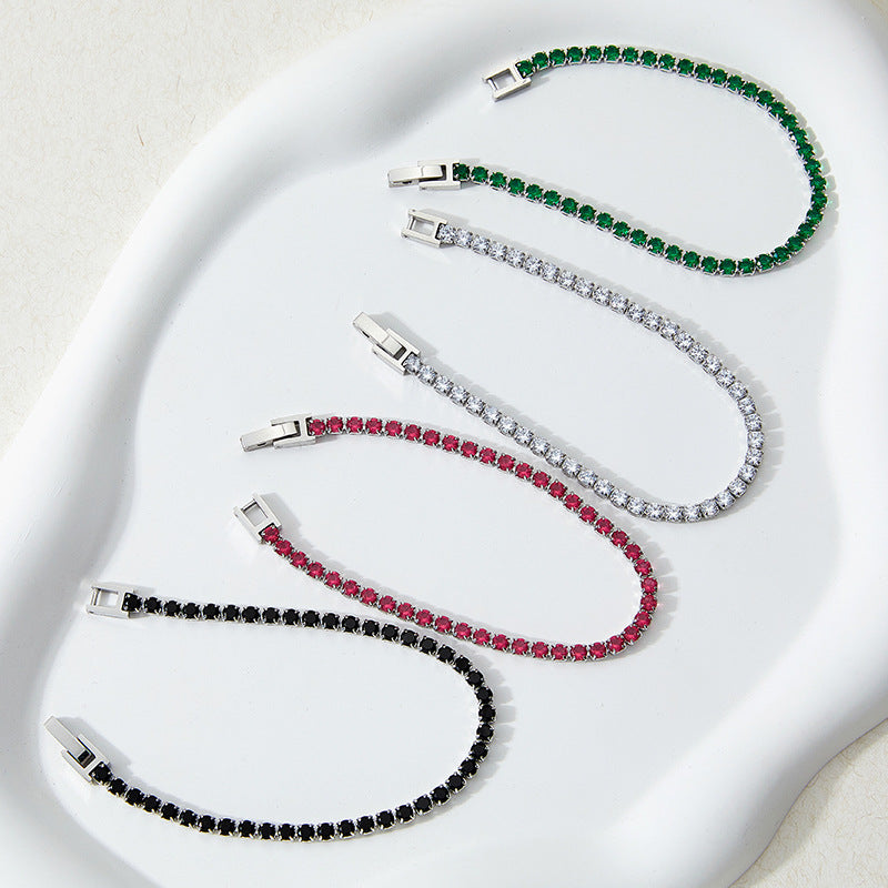 Bracelet chaîne tennis zircon, plaqué or 18 carats