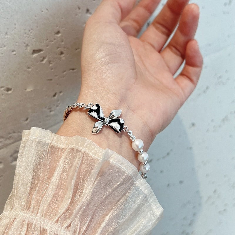 Bracelet frangé cœur rétro, argent 925