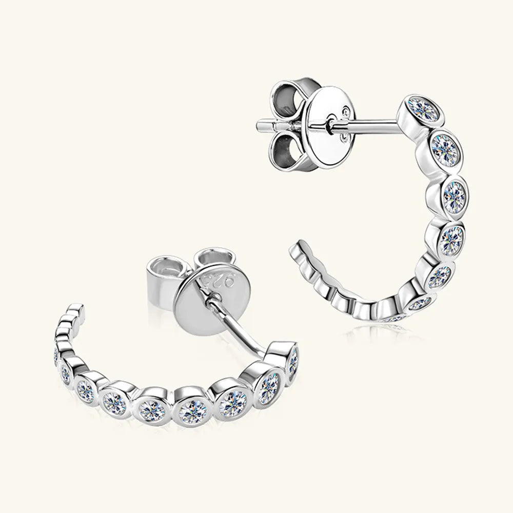 Créoles en C moissanite, argent 925