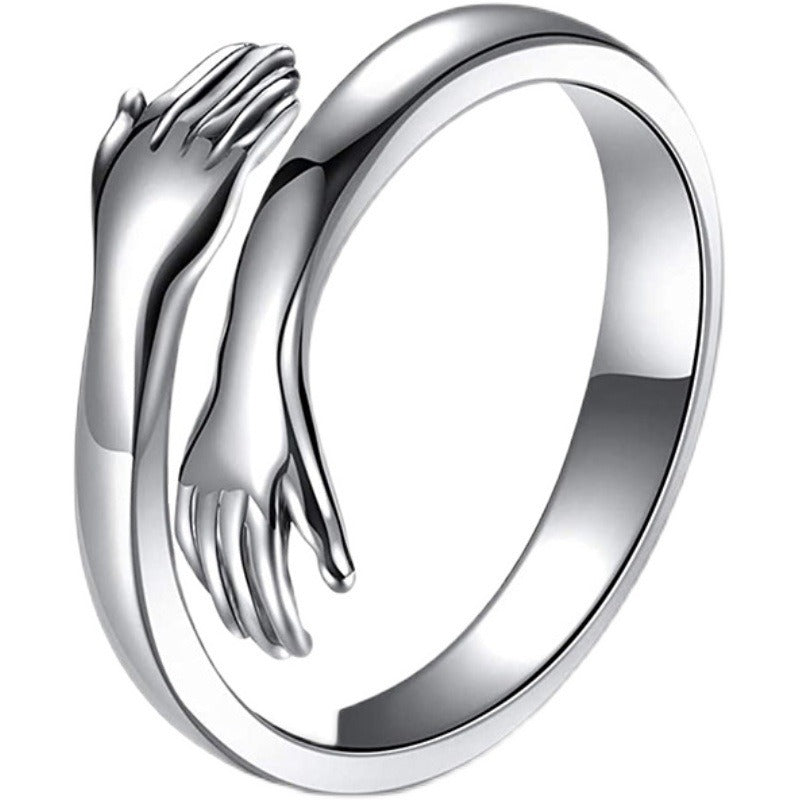 Bague de couple ajustable, argent