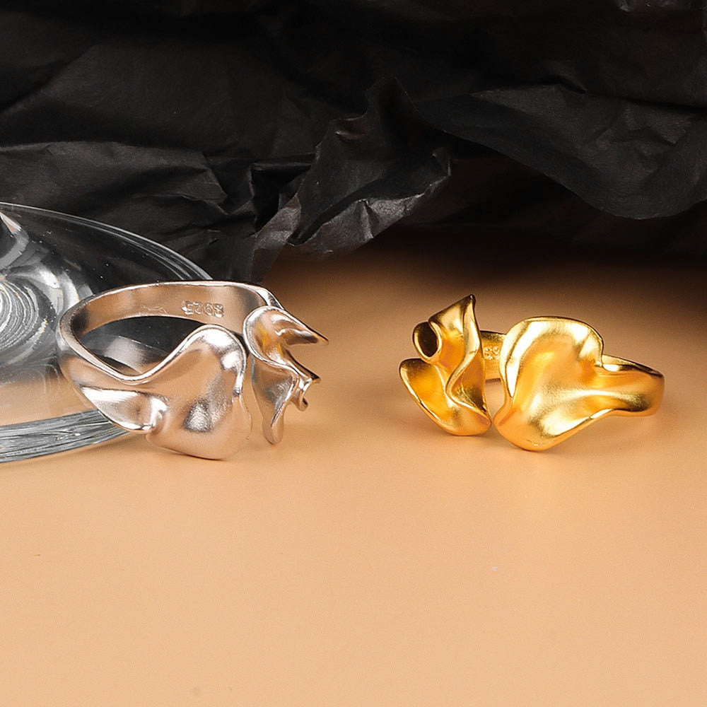 Bague texturée vagues, style vintage