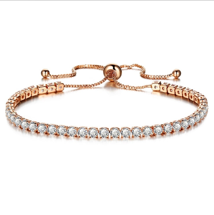 Bracelet chaîne tennis zircon 4mm, doré/argenté