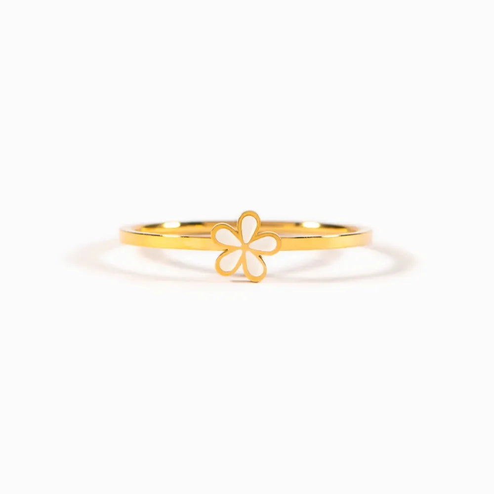 Bague fleur émaillée, argent 925