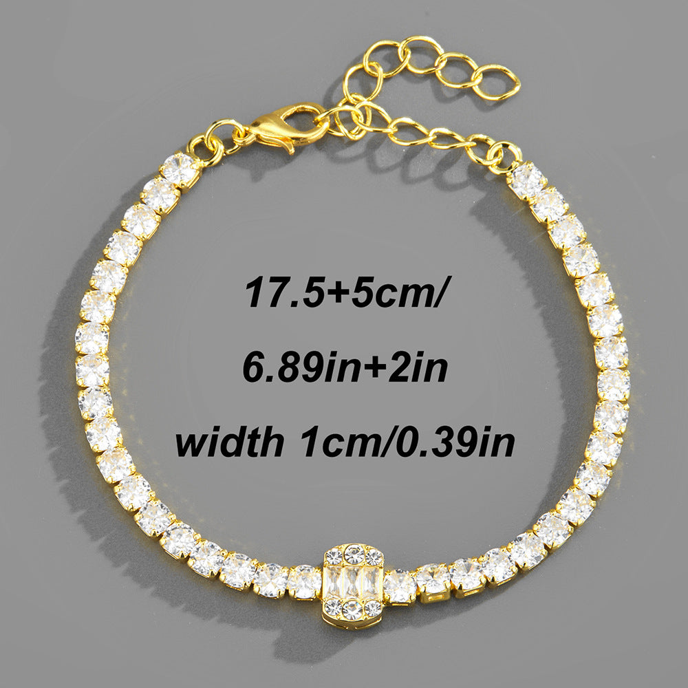 Bracelet chaîne zircon, style hip-hop