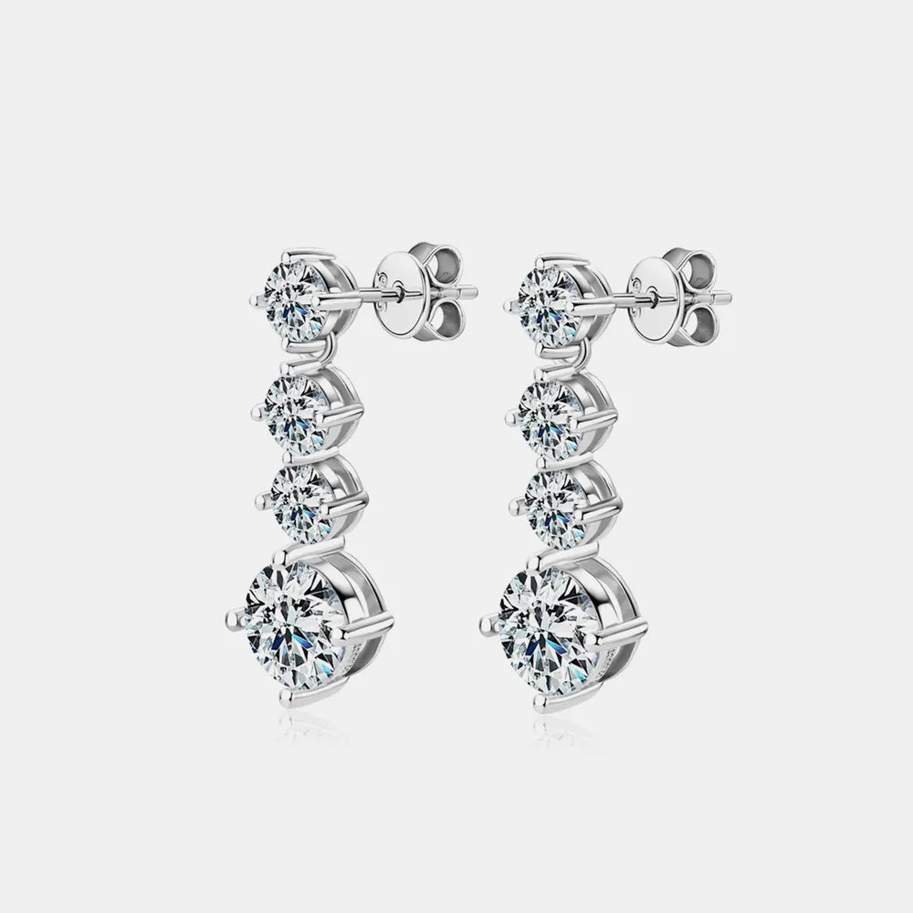 Boucles d'oreilles moissanite 4 carats, argent 925