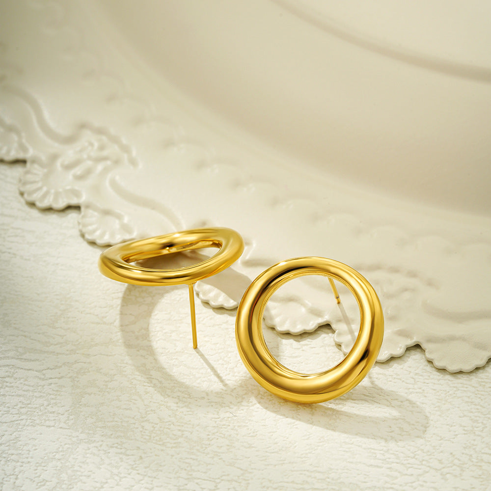 Boucles d'oreilles pendantes géométriques plaquées or, waterproof