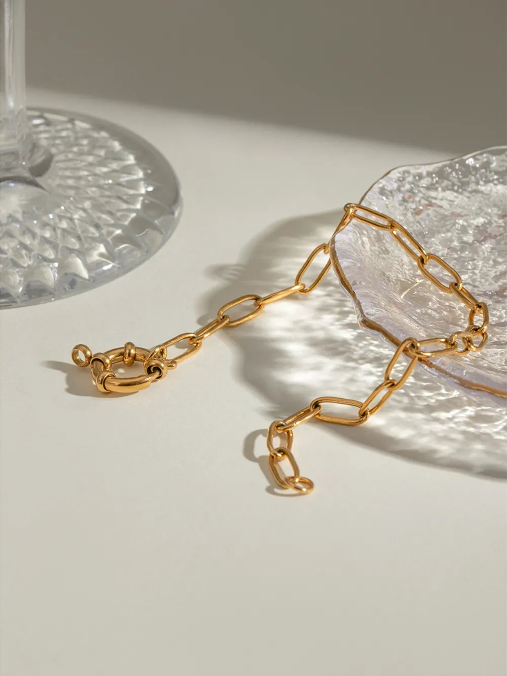 Bracelet chaîne, plaqué or 18 carats, acier inoxydable