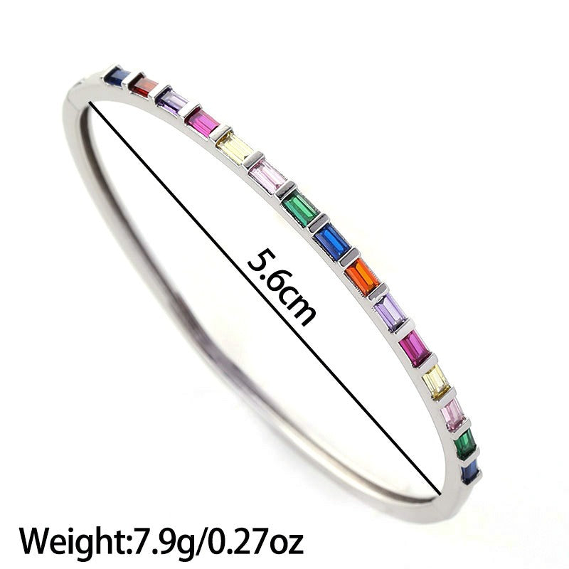 Bracelet gros zircon coloré, cuivre