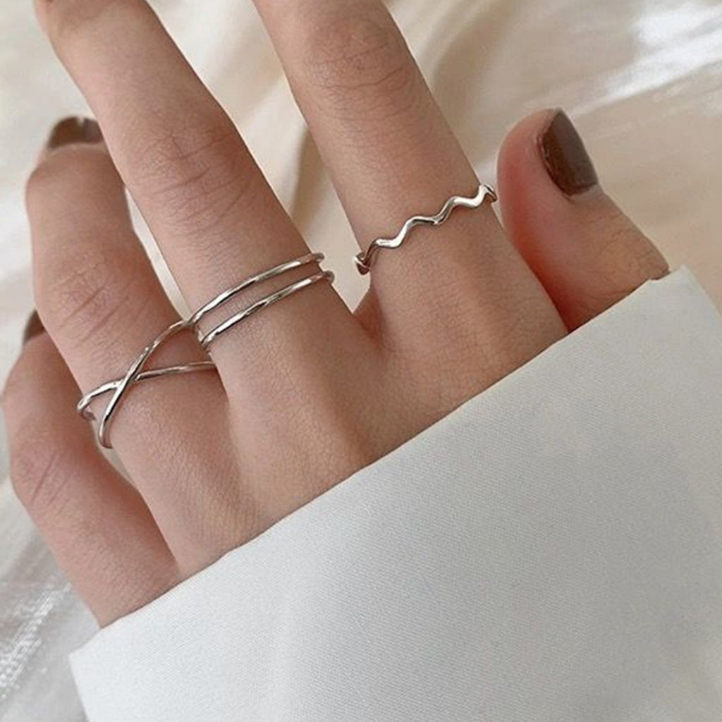 Set de 3 bagues croisées minimalistes