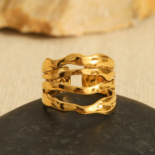 Bague ligne irrégulière, acier inoxydable