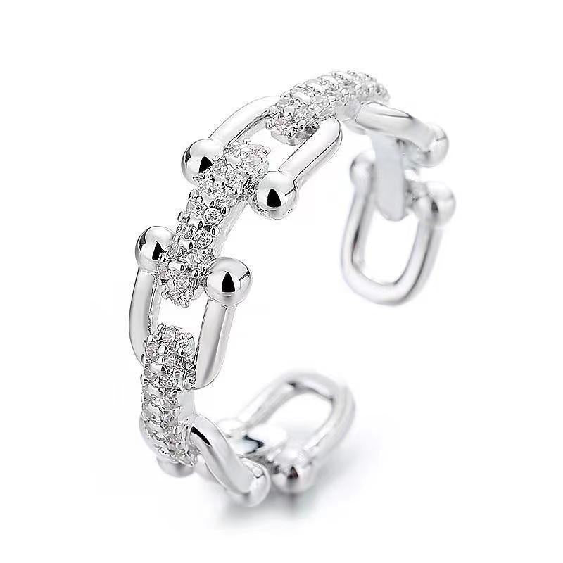 Bague chaîne zircon serti