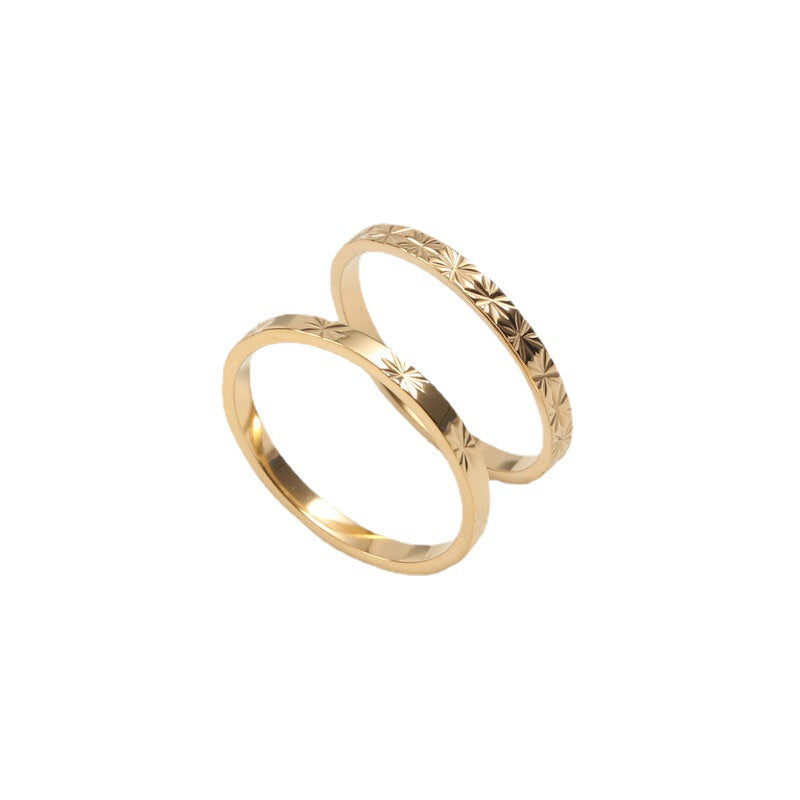 Bague brillante, acier titane plaqué or 18 carats