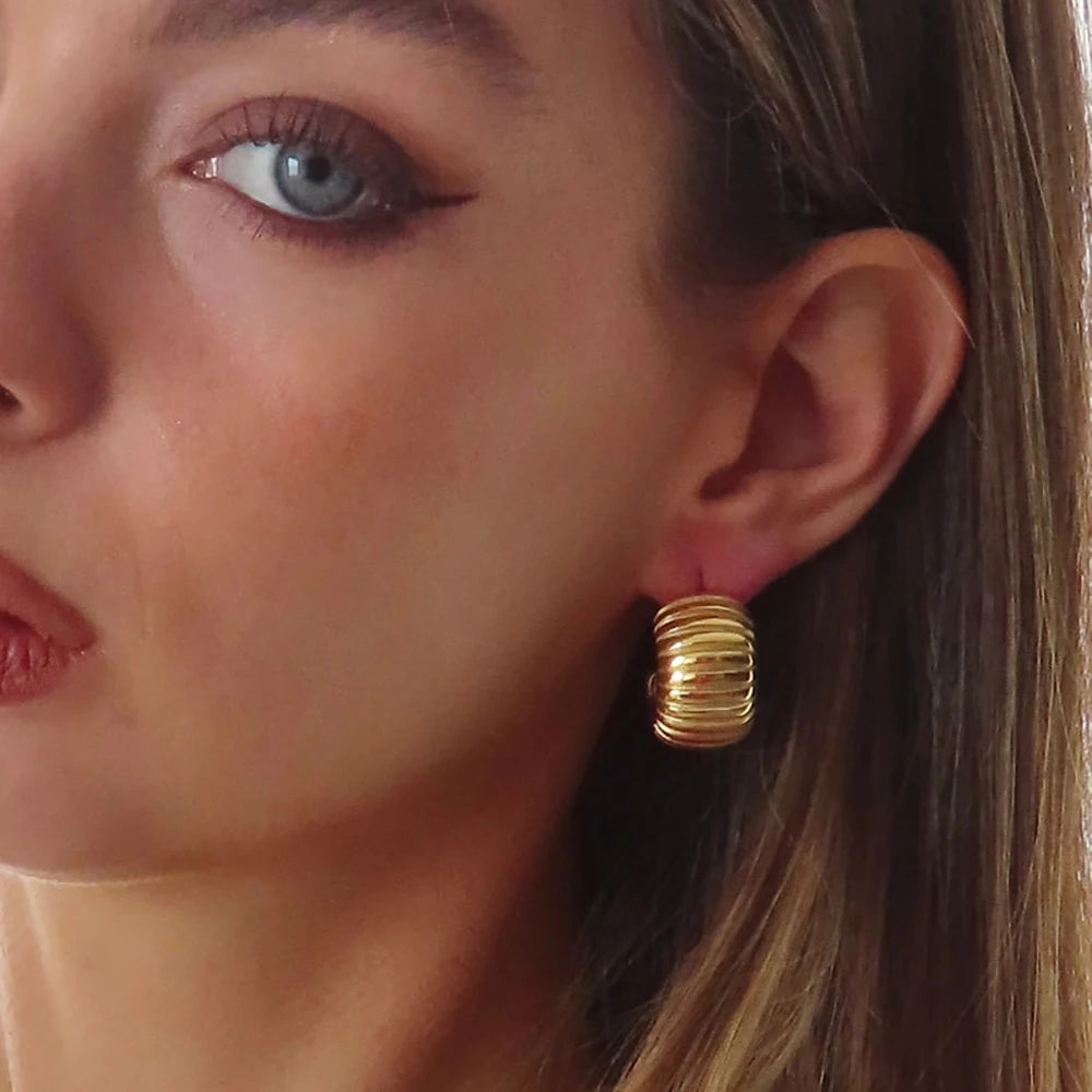 Boucles d'oreilles pendantes géométriques plaquées or, waterproof