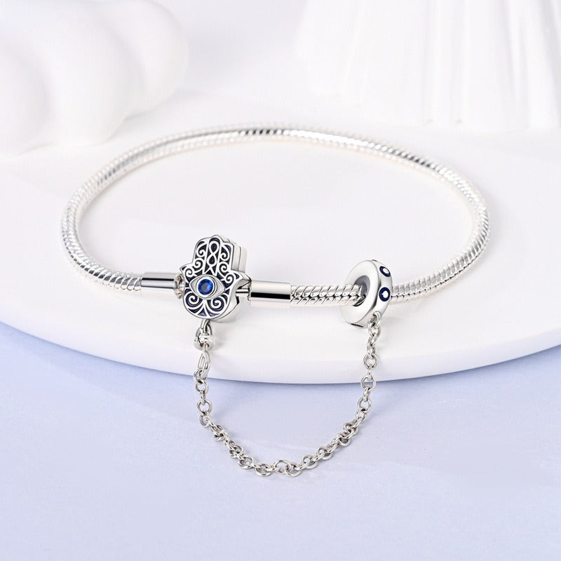 Bracelet pendentif main et œil, argent 925