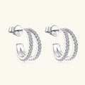 Créoles en C moissanite serties, argent 925 fin
