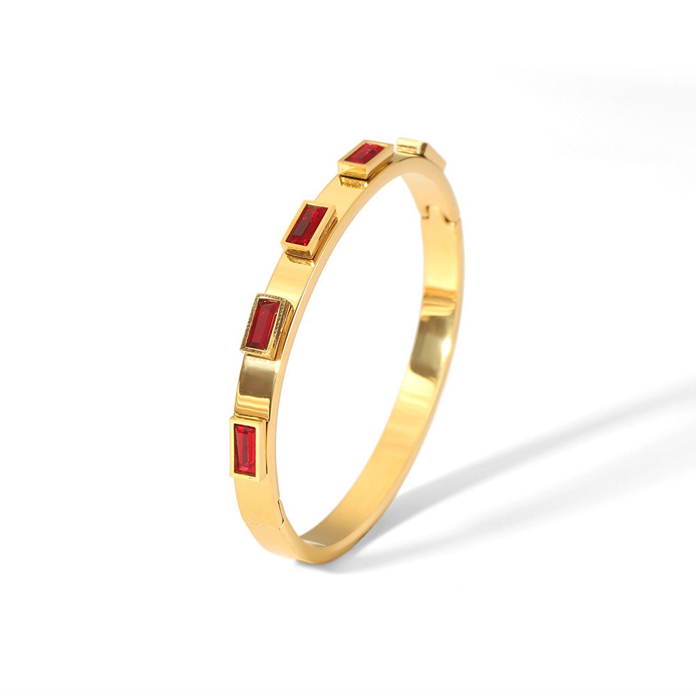 Bracelet géométrique zircon, acier titane