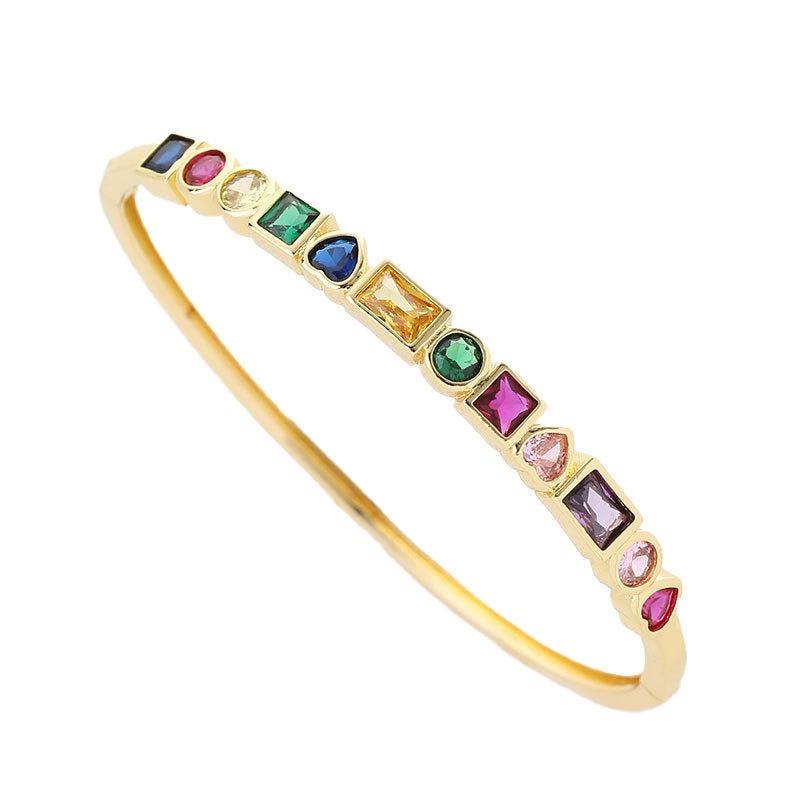 Bracelet cœur géométrique coloré, cuivre