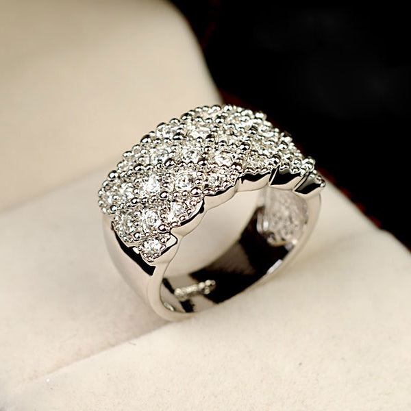 Bague large scintillante bicolore