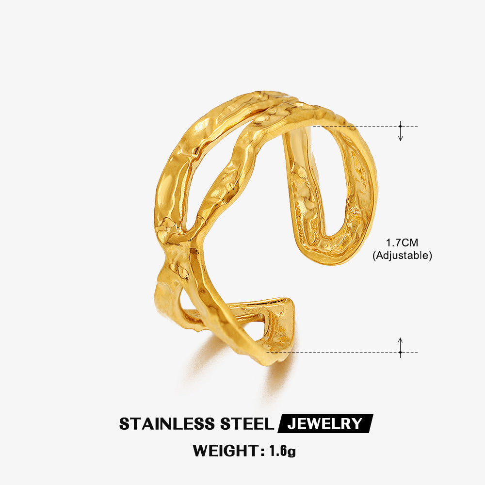 Bague ouverte croix, ligne simple, style européen
