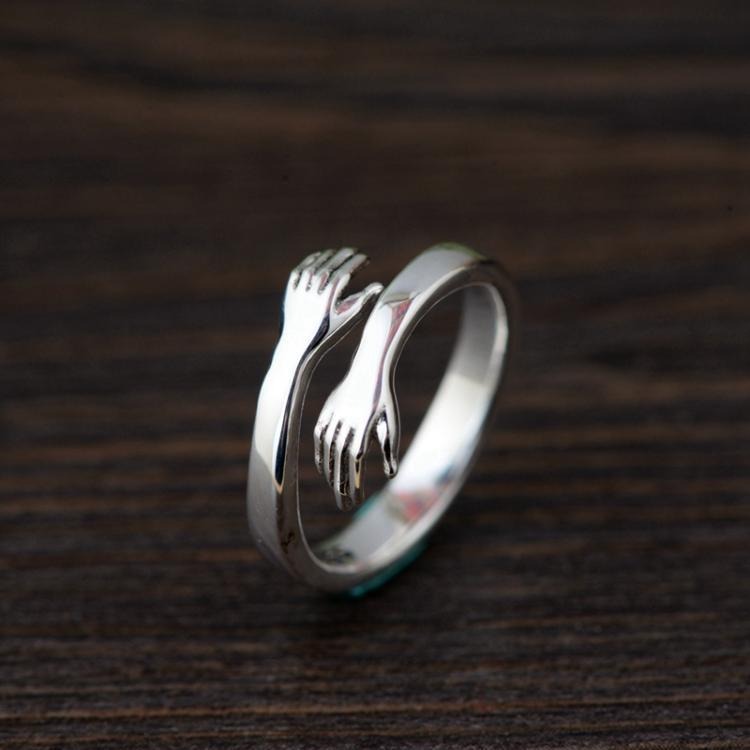 Bague de couple ajustable, argent