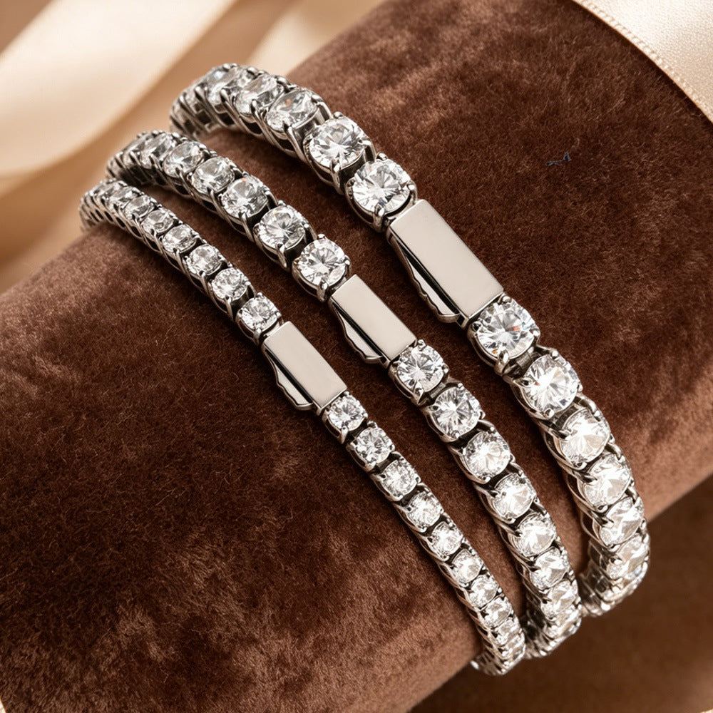 Bracelet chaîne tennis 3-5mm zircon, style hip-hop