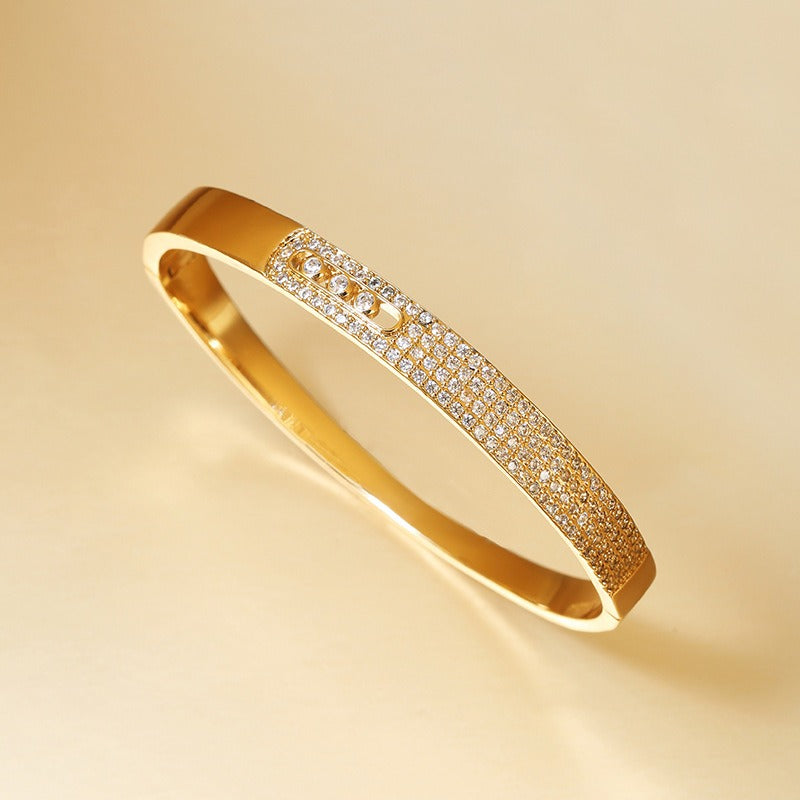 Bracelet zircon serti, plaqué or fin