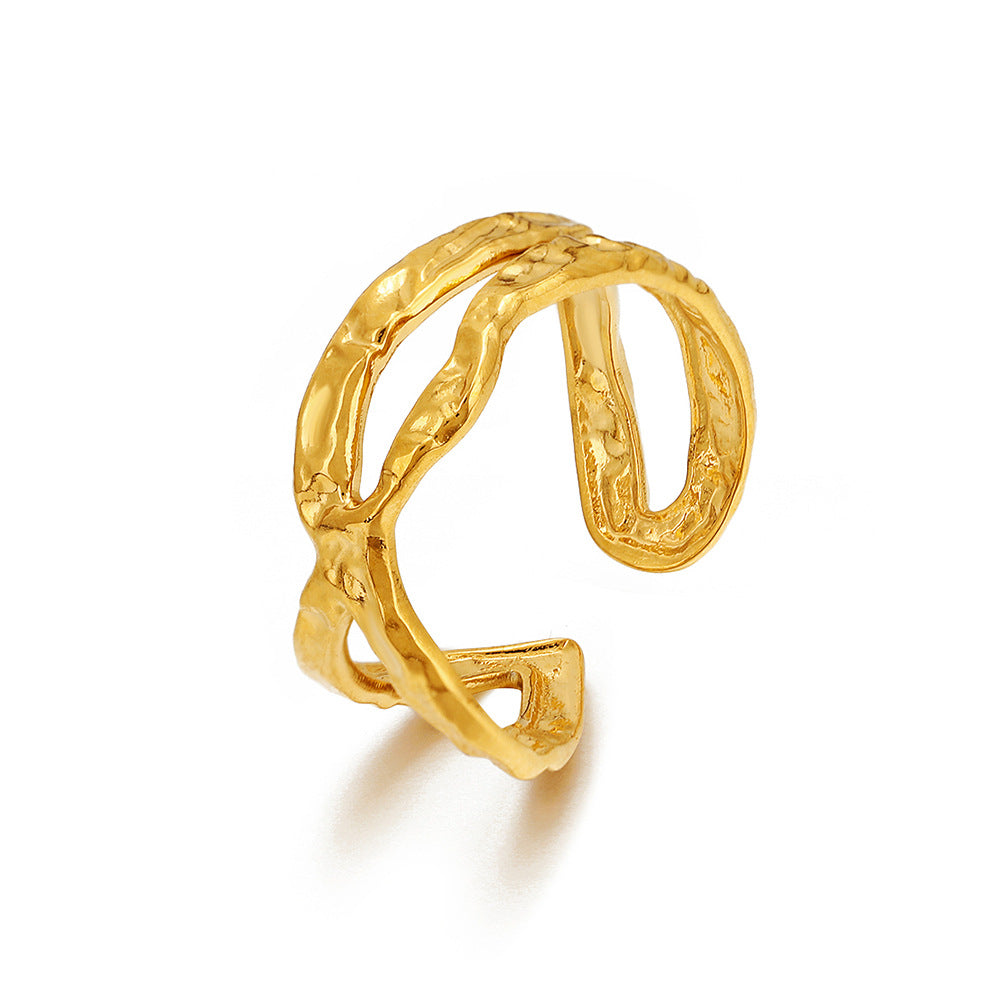 Bague ouverte croix, ligne simple, style européen