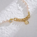 Bracelet pendentif cœur perle et zircon, cuivre
