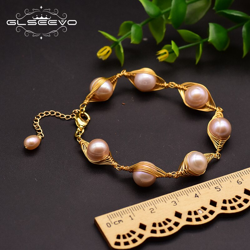 Bracelet ajustable perle rose d'eau douce, fait main