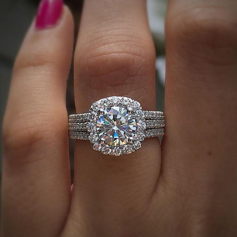 Bague de mariage sertie de zircons, cuivre