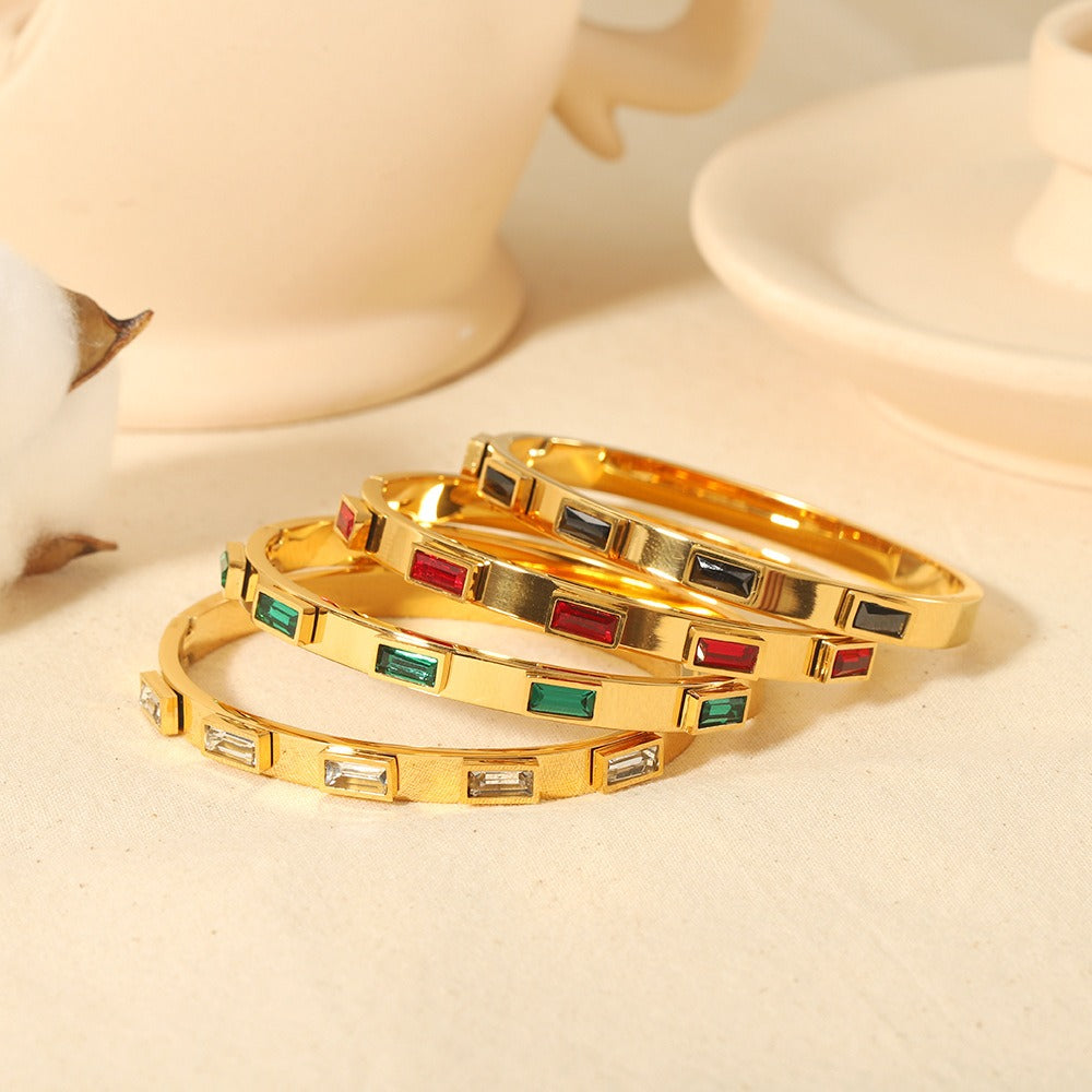 Bracelet géométrique zircon, acier titane