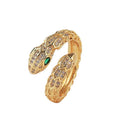 Bague ouverte serpent zircon, cuivre