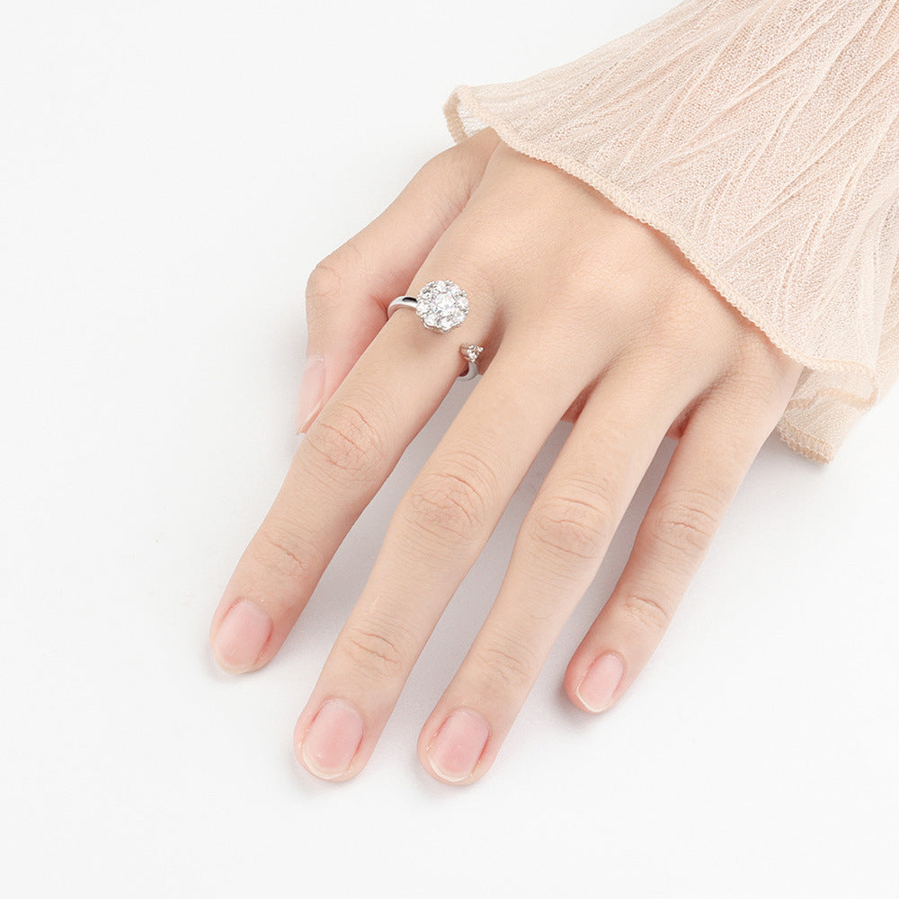 Bague ouverte rotative porte-bonheur, argent 925