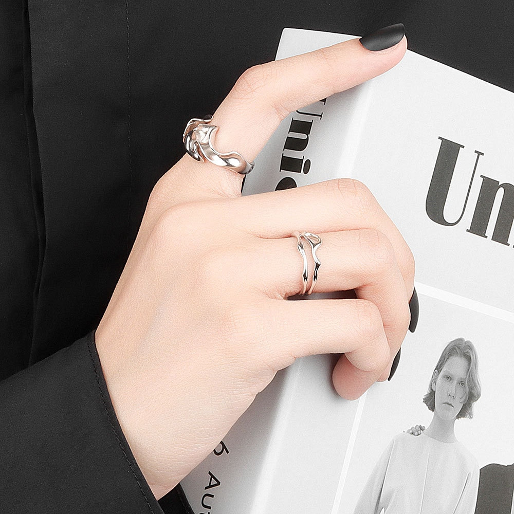 Bague texturée vagues, style vintage