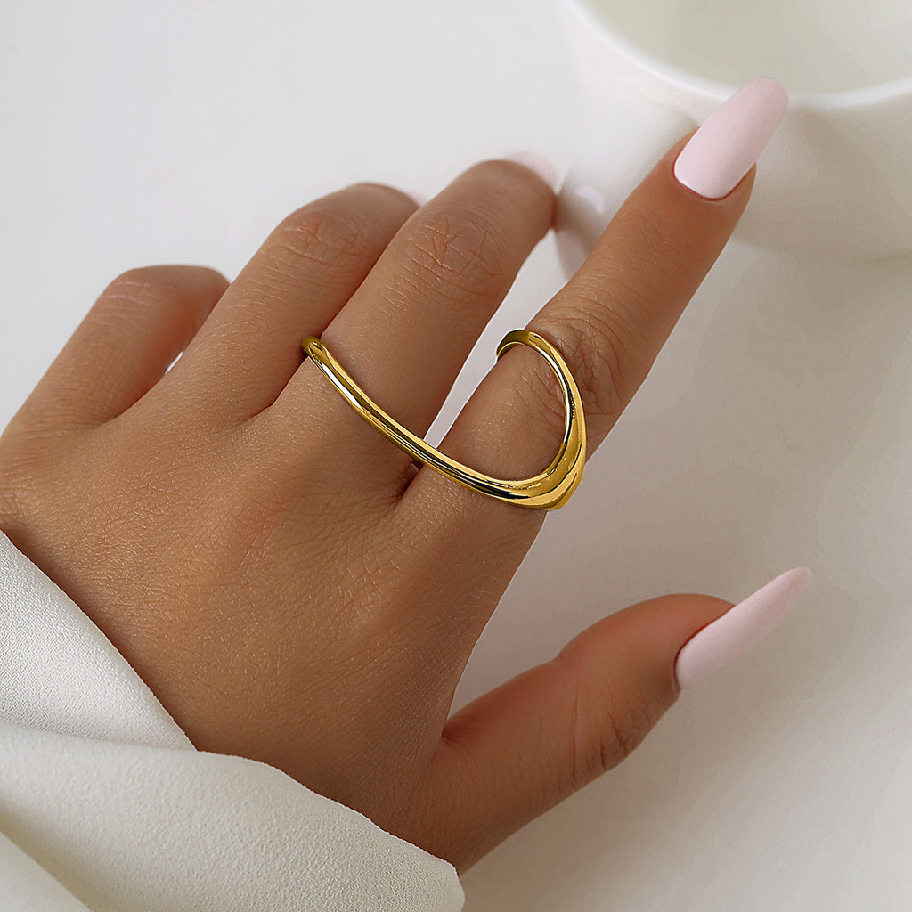 Bague ouverte géométrique futuriste, métal