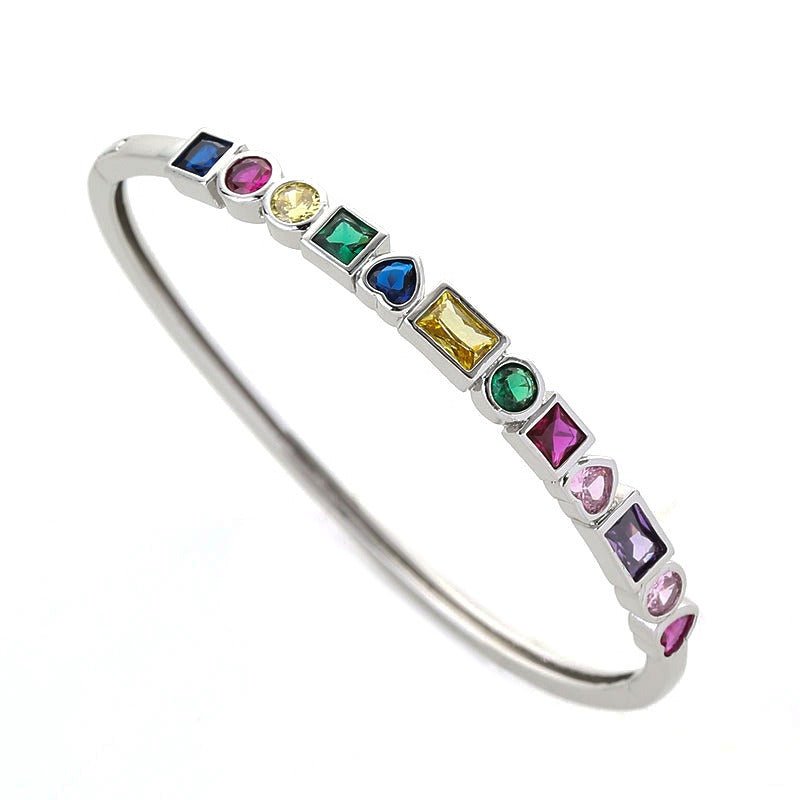 Bracelet cœur géométrique coloré, cuivre
