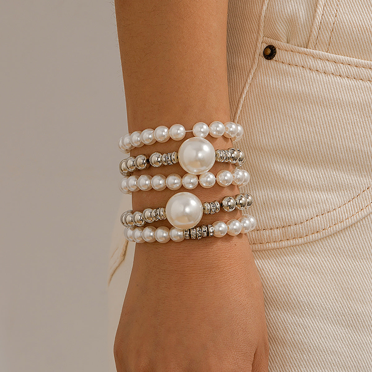Bracelet multi-rangs perles, grosses billes