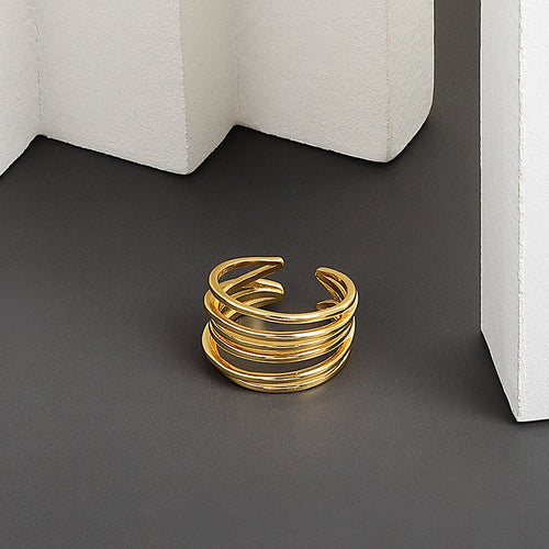 Bague de mariage multi-rangs enroulée, argent