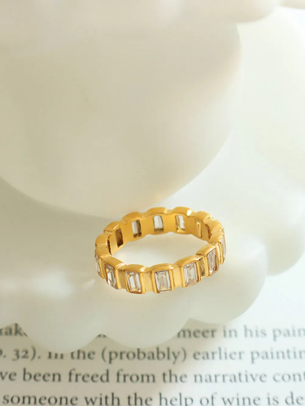 Bague zircon serti, acier titane