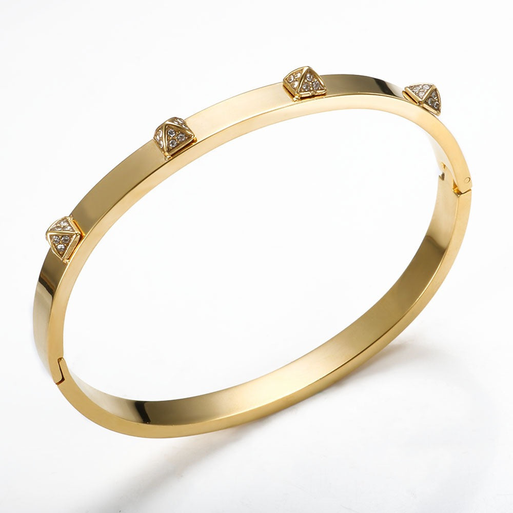 Bracelet rivets pointus, or rose