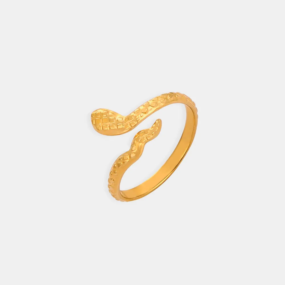 Bague croisée serpent, acier titane
