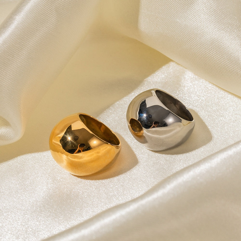 Bague boule texturée, métal