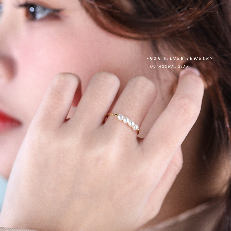Bague perle rétro, argent