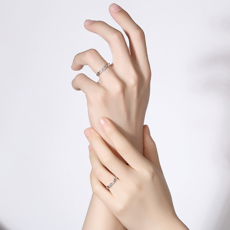 Duo de bagues ouvertes couple, argent 925