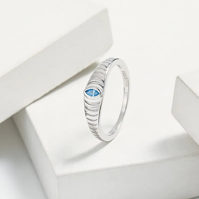 Bague zircon serti, argent 925