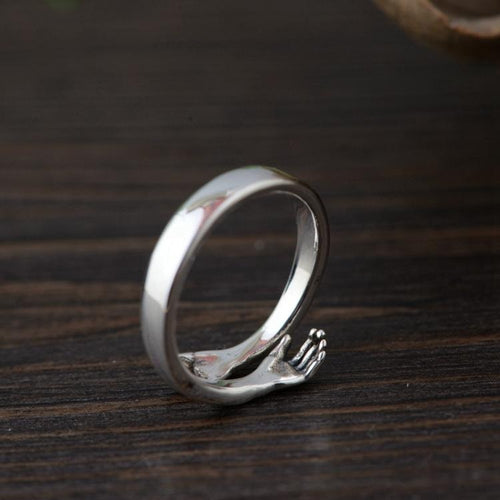 Bague de couple ajustable, argent