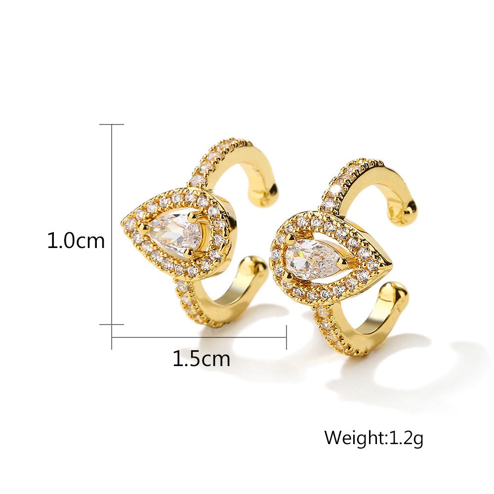 Boucles d'oreilles clip goutte zircon, sans perçage