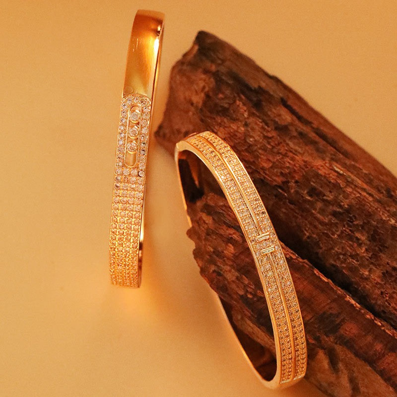 Bracelet zircon serti, plaqué or fin