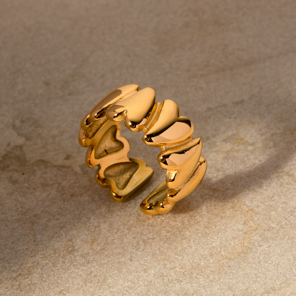 Bague cœur simple, acier inoxydable